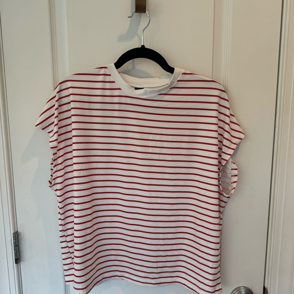 SHEIN Red and White Striped Top
